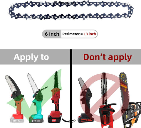 5 Pieces 6 Inch Mini Chainsaw Chain 37 Drive Links, 1/4"LP Pitch, .043" Gauge, Replacement Chains for 6-inch Cordless Portable Mini Chainsaw for Wood Branch Cutting