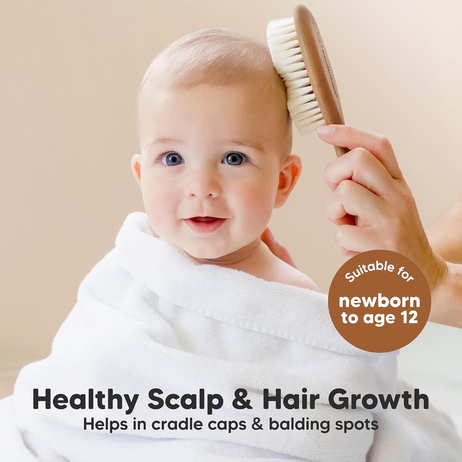 Wooden Baby Hair Brush for Toddler, Infant Cradle Cap(Dark Walnut, Regular)