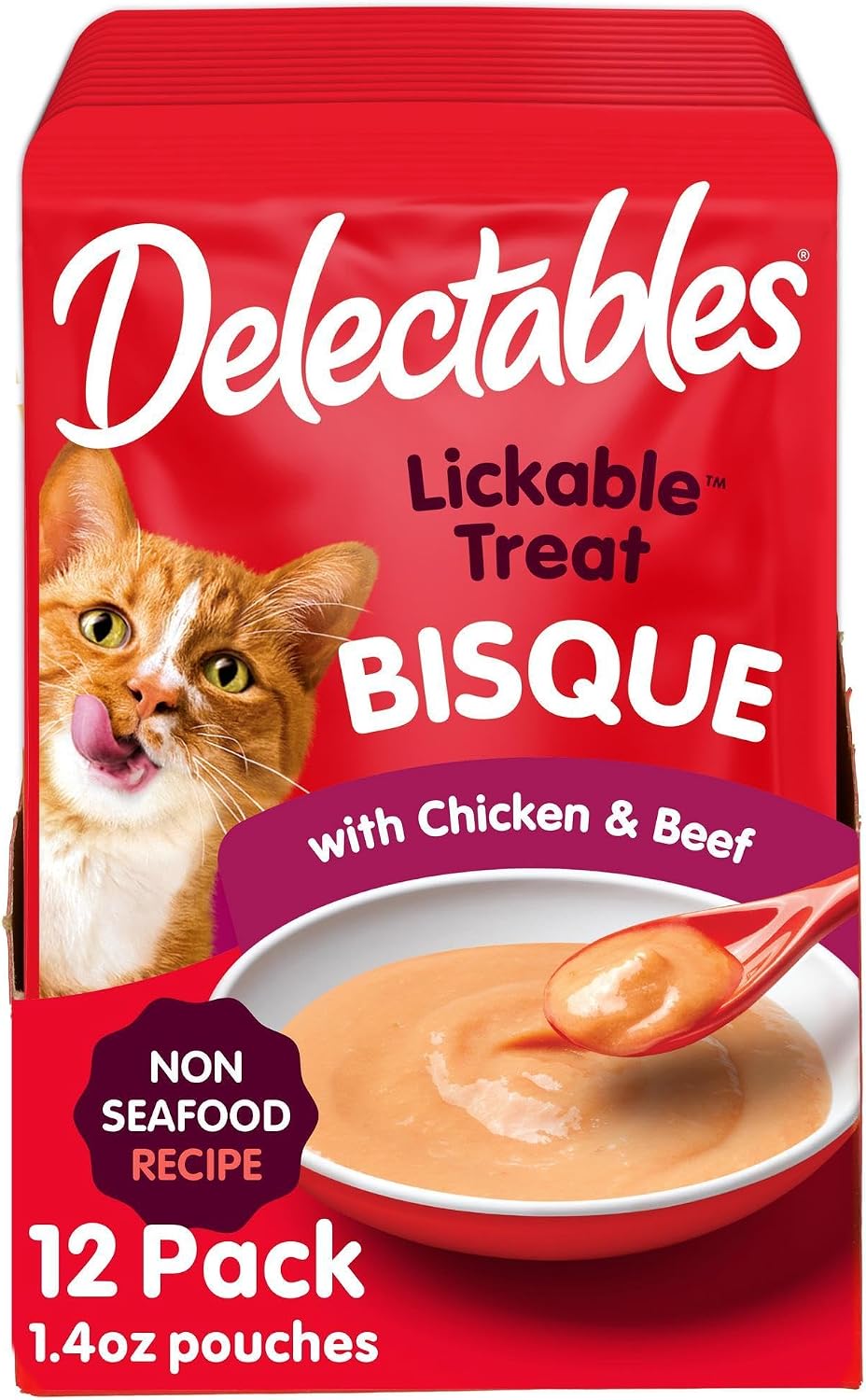Delectables Bisque Non-Seafood Lickable Wet Cat Treats, Variety Pack, 12 Count (Pack of 1)