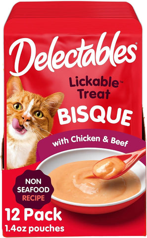 Delectables Bisque Non-Seafood Lickable Wet Cat Treats, Variety Pack, 12 Count (Pack of 1)