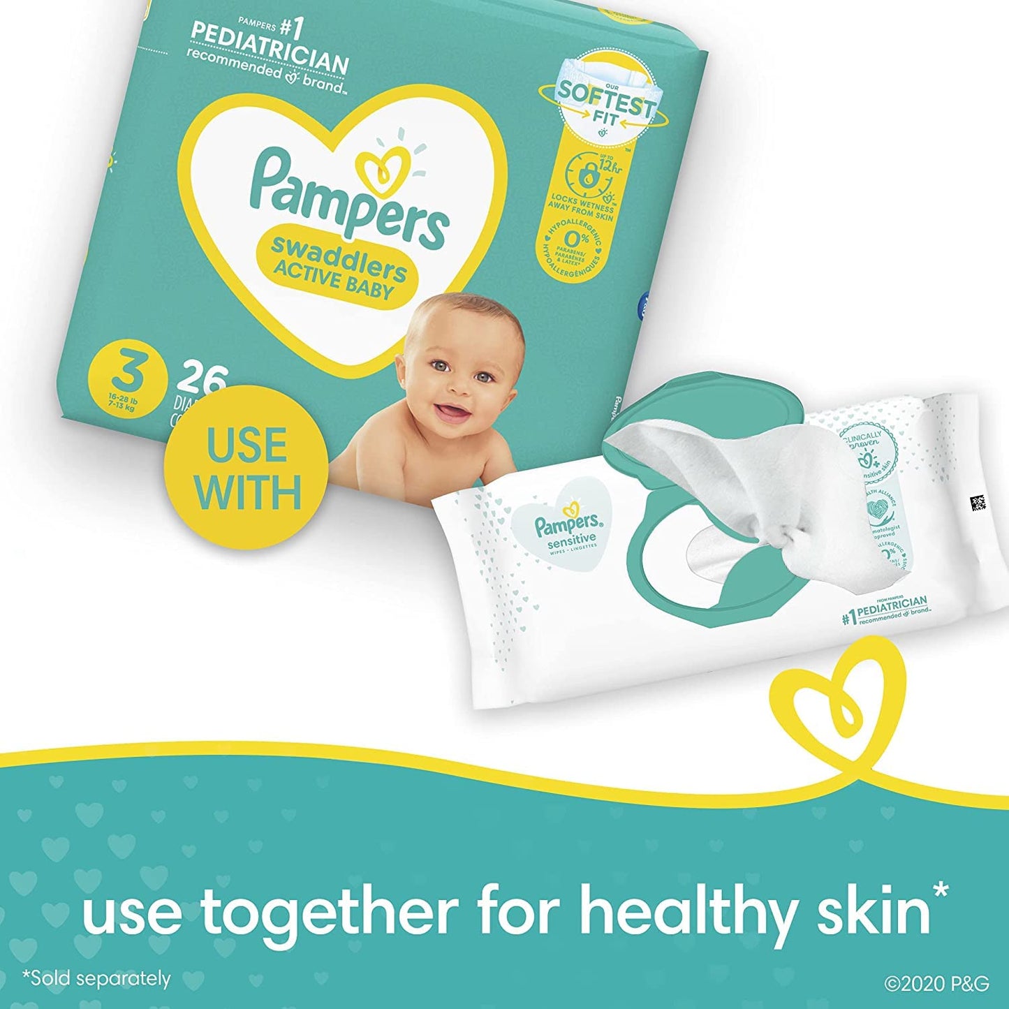 Pampers Wipes Sensitive - 56 ct, Pack of 2