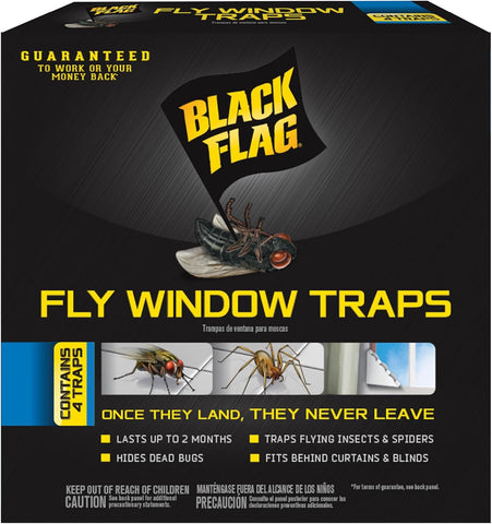 Black Flag Fly Window Traps 4 Ct, Insect Traps Catch Flying Insects, 12 Pk