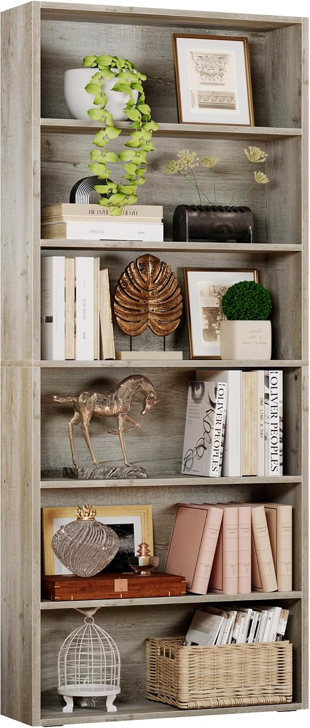 IRONCK Bookshelves and Bookcases Floor Standing 6 Tiers Display Storage Shelves 70 in Tall Bookcase Home Decor Furniture for Home Office, Living Room, Bed Room