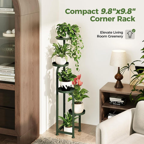 Bamworld Corner Plant Stand Indoor Outdoor Tall Metal Flower Pot Stands