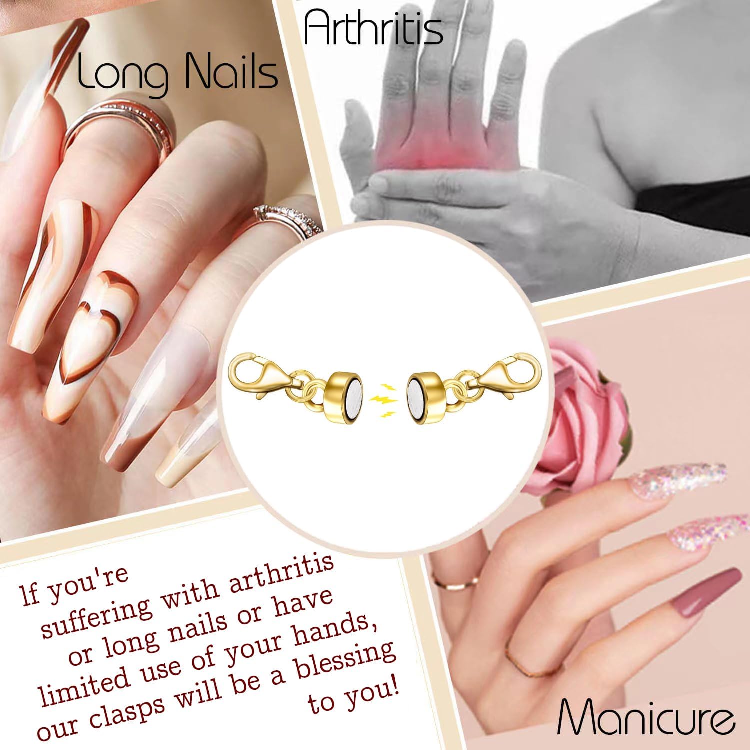 OHINGLT Magnetic Necklace Clasps and Closures with Double Lobster Clasp