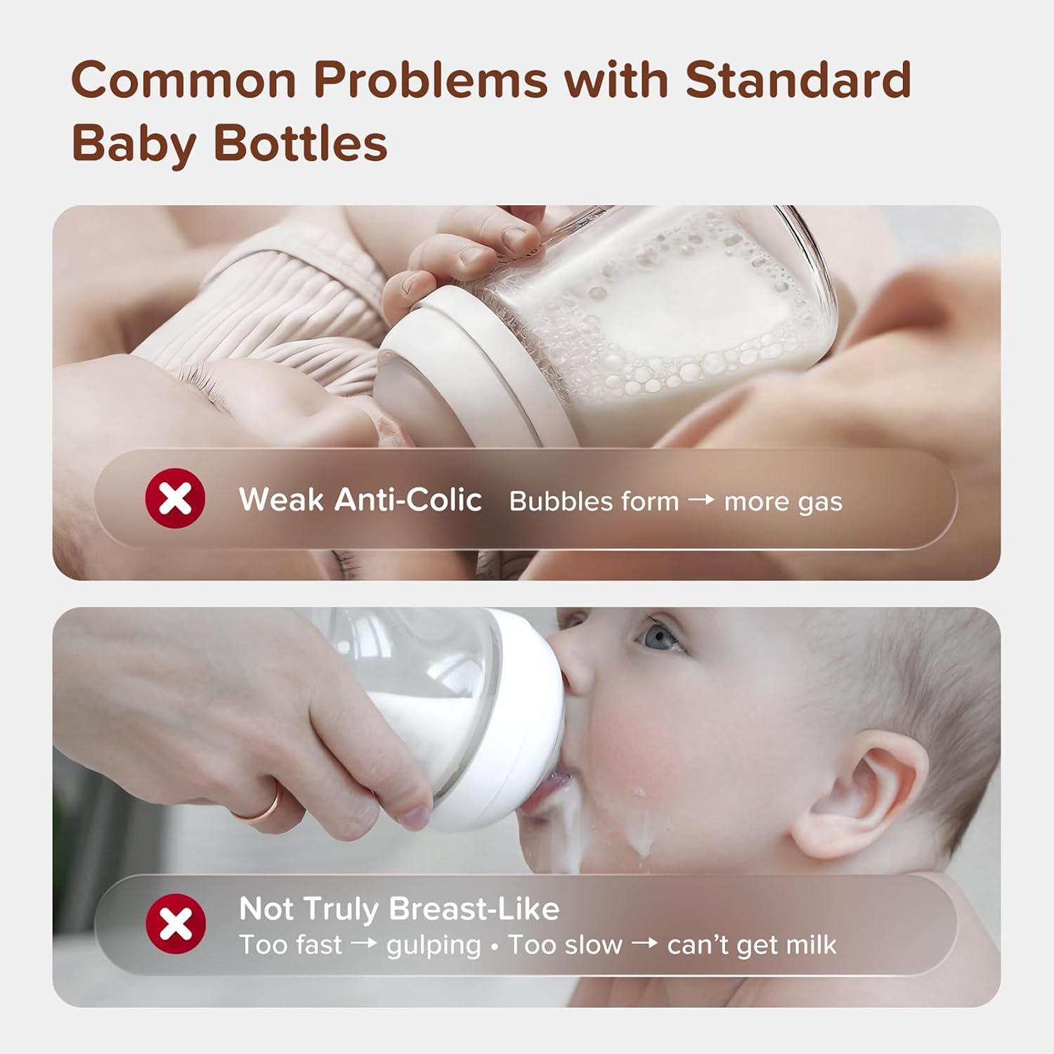 Thyseed Anti-Colic Glass Baby Bottle for Breastfed Infants, Natural Feeding, Breast-Like Newborn Medium Fast Flow Nipple (3m+), 8 oz, 1 Pack