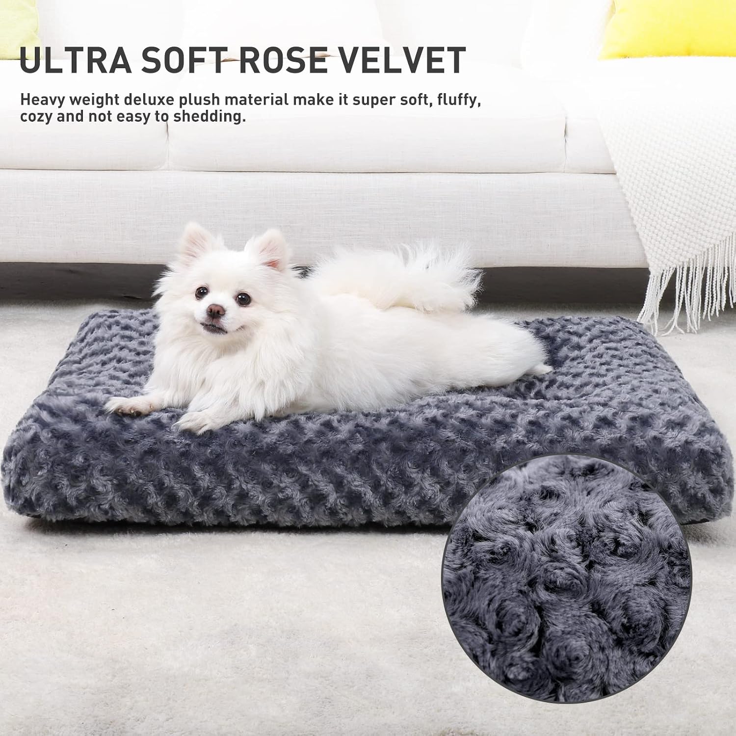 KSIIA Washable Dog Bed Medium Size Dog Crate Bed Pet Mat 29"x21" Dark Gray