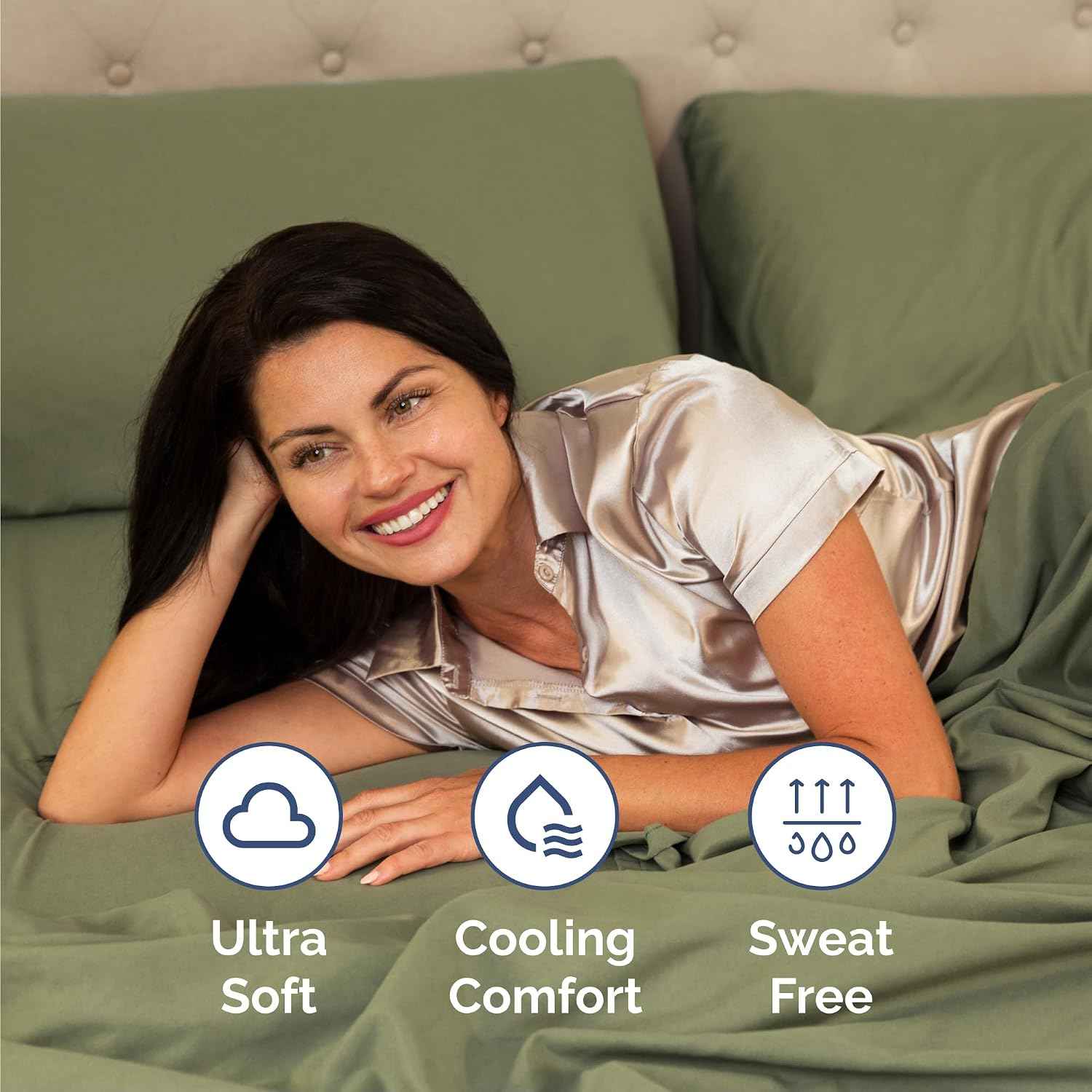 Cal King Size 4 Piece Sheet Set - Breathable & Cooling Sheets - Sage Green