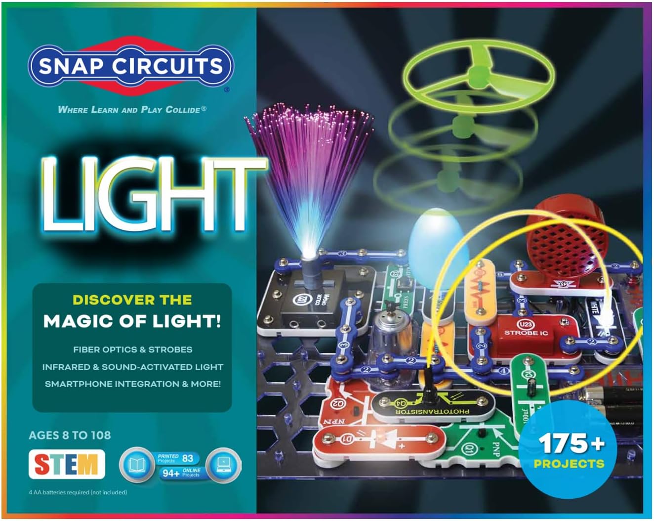 SNAP CIRCUITS Light STEM Electronics Kit, 175+ Projects, Ages 8+