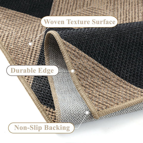 PureCozy 2x3 Black Checkered Washable Area Rug Non Slip