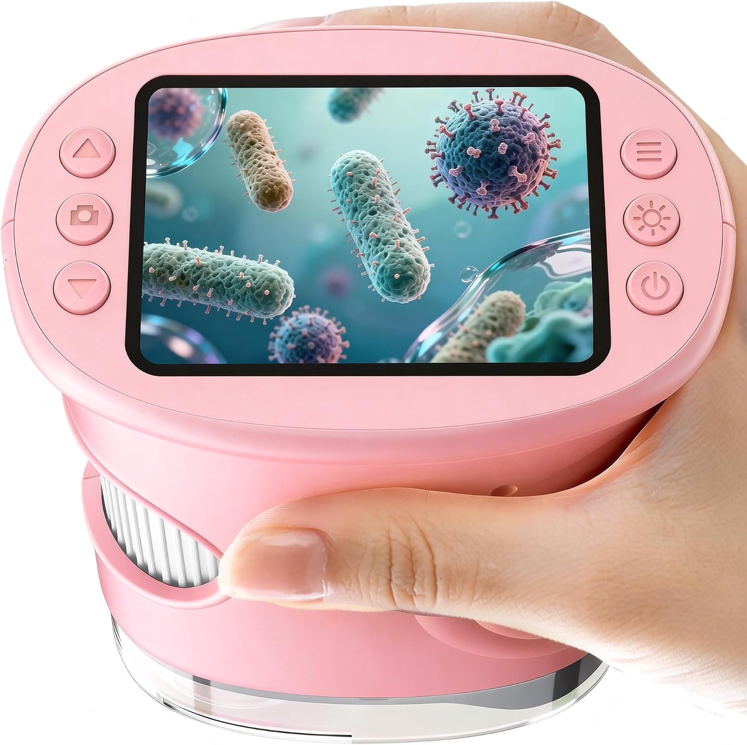 1000X Handheld Digital Microscope for Kids: Pocket Microscope with 2.0" IPS Screen - STEM Toys Birthday Gifts for Girls Boys - Portable Edu Science Kits Toddler Age 3-6 6-12 Pink