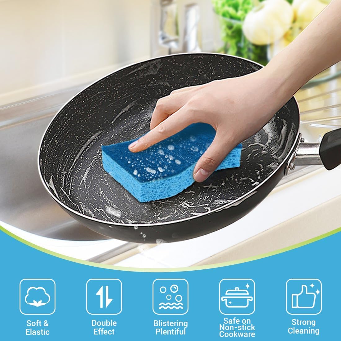 AIDEA Non Scratch Scrub Sponge-24Count, Sponges Kitchen, Sponges for Dishes