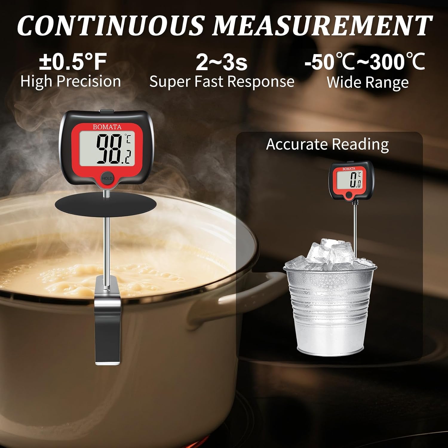 BOMATA Digital Candy Thermometer with Pot Clip, Deep Fry Oil Thermometer