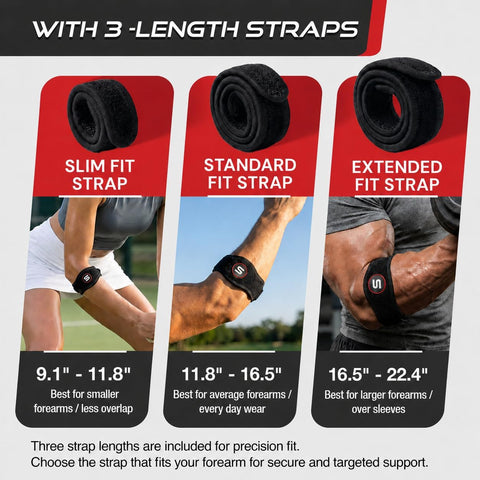 Sleeve Stars Tennis Elbow Brace for Men & Women, Elbow Brace for Tendonitis, Tennis Elbow Strap, Golfers Elbow Brace, Elbow Support Wrap for Tennis Elbow Relief, Fits 9"-23" (Single/Black)