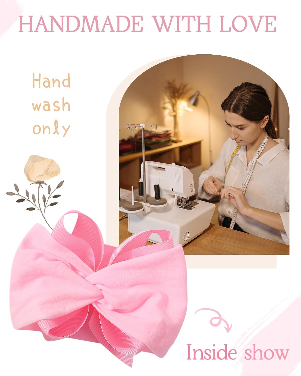 doboi 6PCS Baby Girl Bows Big Baby Headbands Ribbon Bow Nylon Headbands