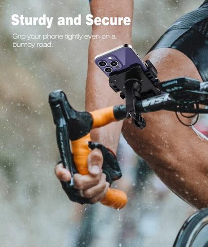 Bike Phone Holder Mount, Secure Handlebar Phone Mount Holder for Bike and Motorcycle, Suitable for iPhone and 4.5-6.8" Smartphones, Black