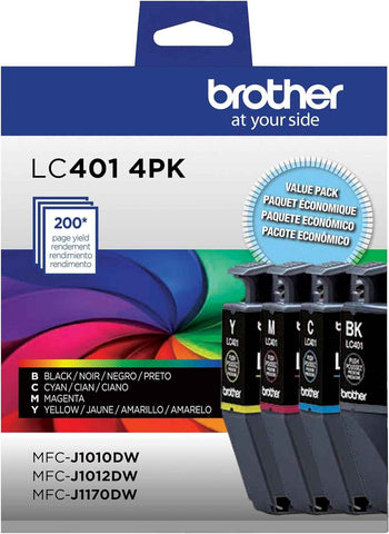 Brother Genuine LC4014PKS Standard Yield 4-Pack Ink Cartridges – Includes 1 Cartridge Each of Black, Cyan, Magenta and Yellow
