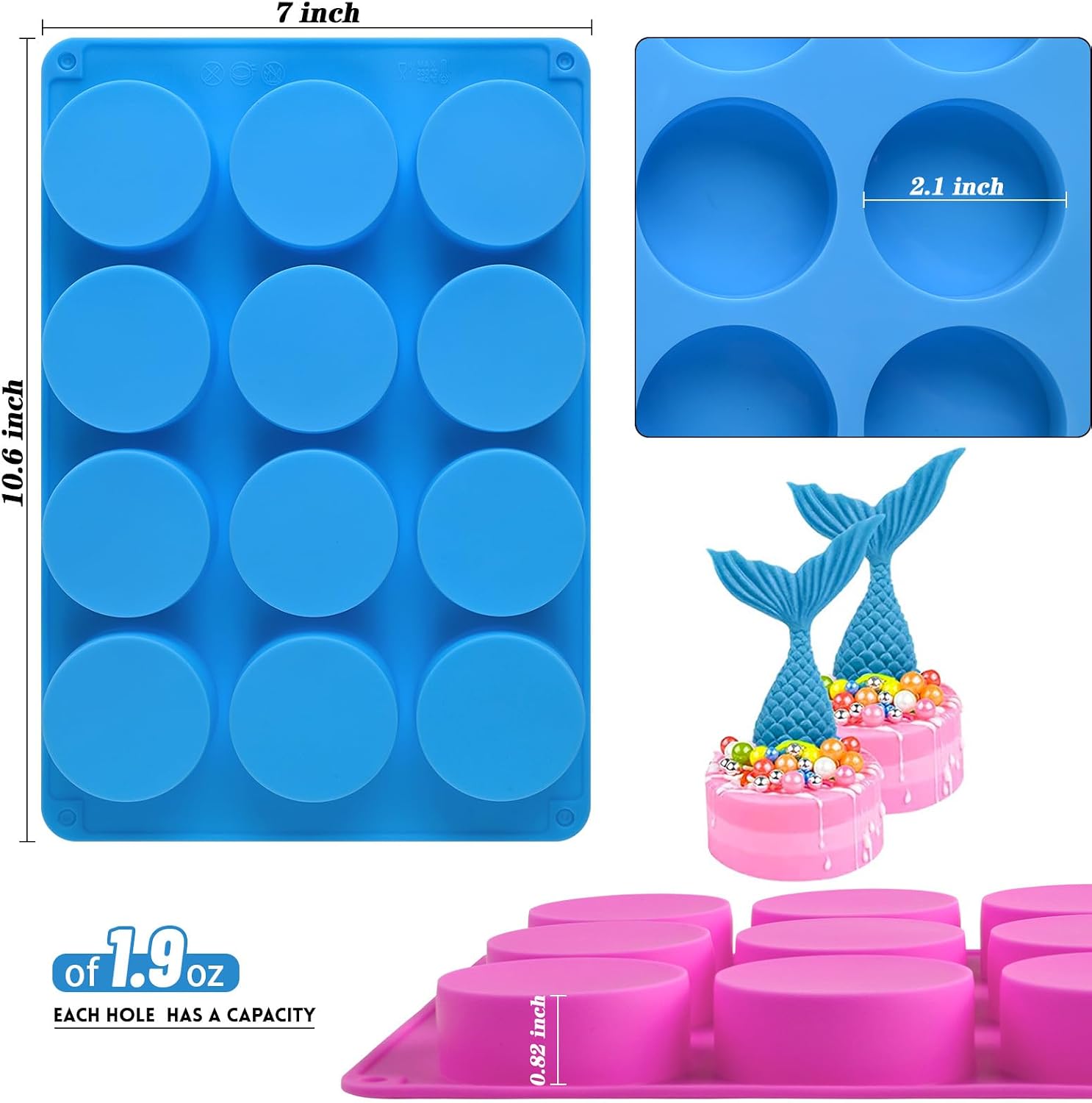 Sakolla 3 Pcs Round Chocolate Cookie Molds, 2.1 Inch Cylinder Silicone Mold
