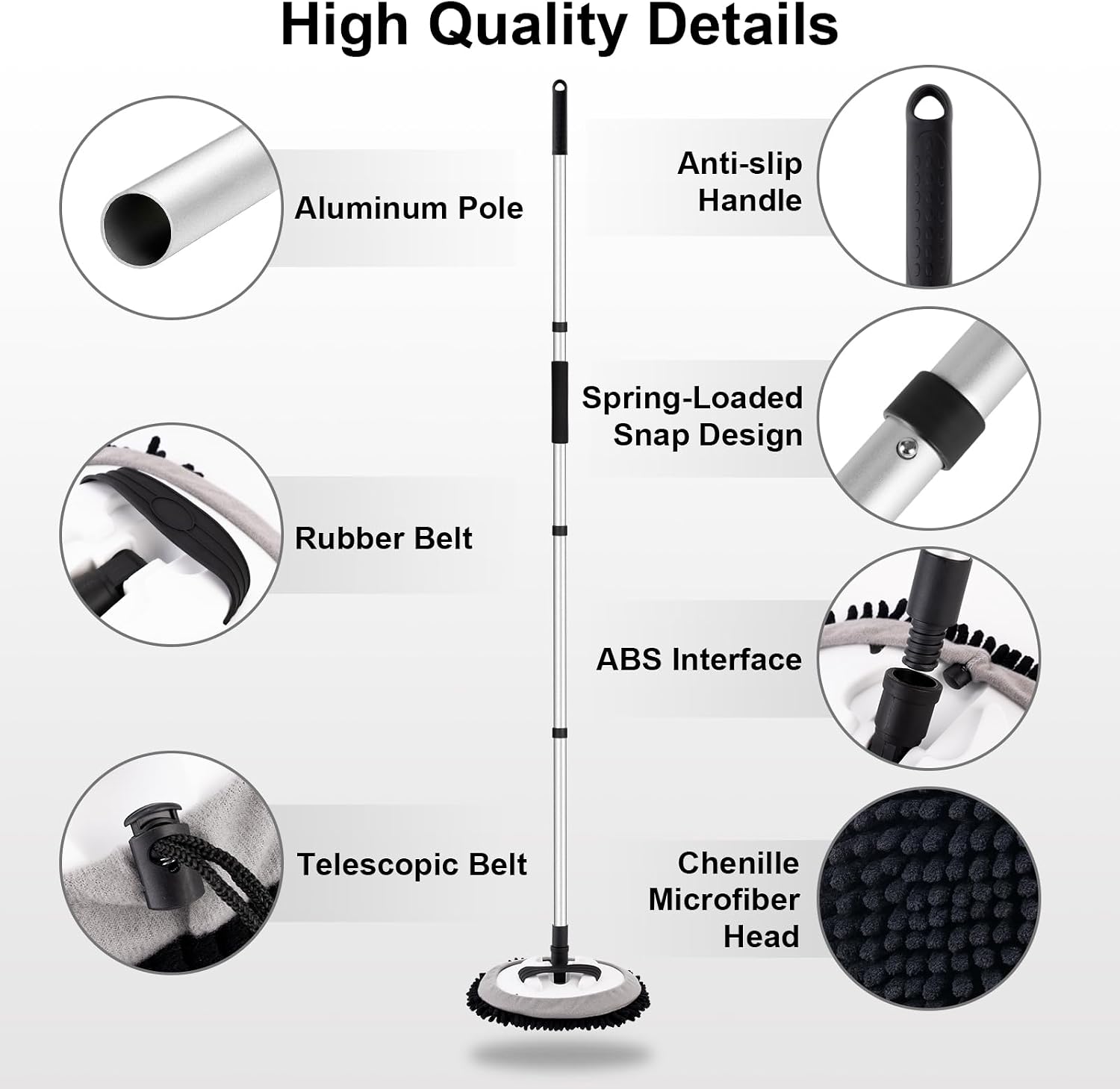62" Car Wash Brush kit with Long Handle & Scratch-Free Refill Head