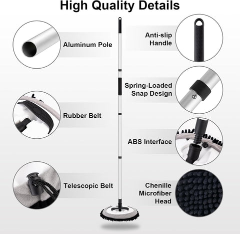 62" Car Wash Brush kit with Long Handle & Scratch-Free Refill Head