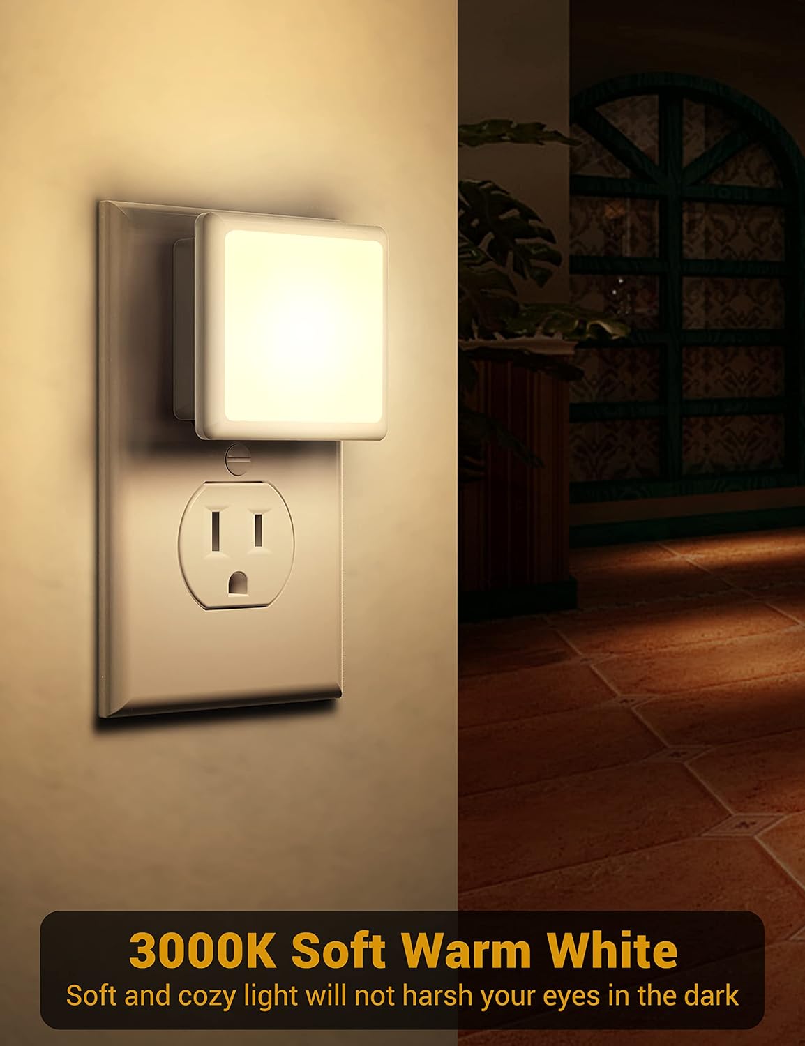 JandCase Night Lights Plug into Wall 2Pack,Plug in Night Light Dusk-to-Dawn
