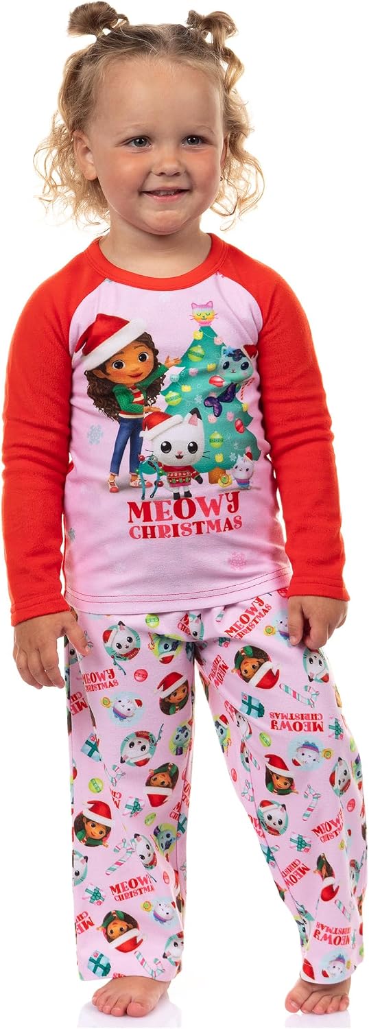 Gabby's Dollhouse Toddler Girls' Meowy Christmas Show Sleep Pajama Set