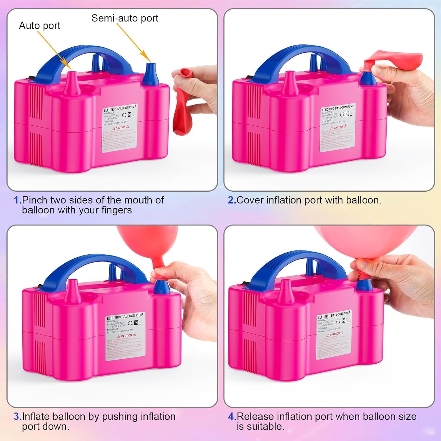 Electric Balloon Pump with Dual Nozzle & 2 Tying Tools