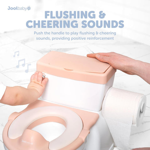 Jool Baby Real Feel 2-in-1 Potty with Wipes Storage, Flushing Sounds & Disposable Liners - Realistic Toilet - Easy to Clean & Assemble (Pink)