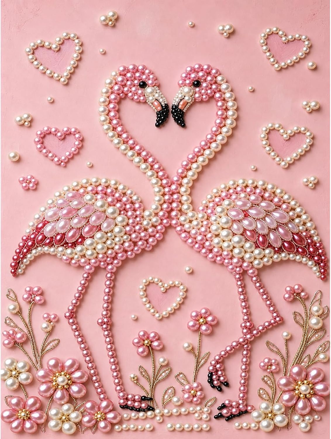 JFYHAB Flamingo Diamond Art Pearl Painting Kits for Adults, 5D Special Shape Diamond Art Kits for Couple Flamingo, DIY 3D Plastic Pearls Painting Kit for Home Decoration 12 X 16 Inch