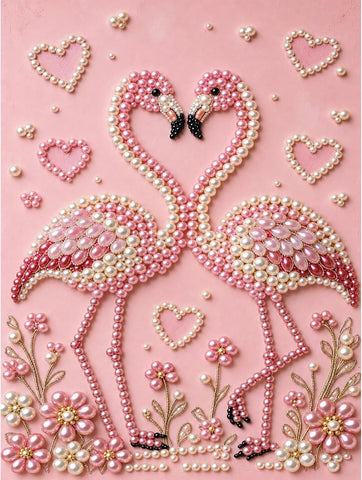 JFYHAB Flamingo Diamond Art Pearl Painting Kits for Adults, 5D Special Shape Diamond Art Kits for Couple Flamingo, DIY 3D Plastic Pearls Painting Kit for Home Decoration 12 X 16 Inch