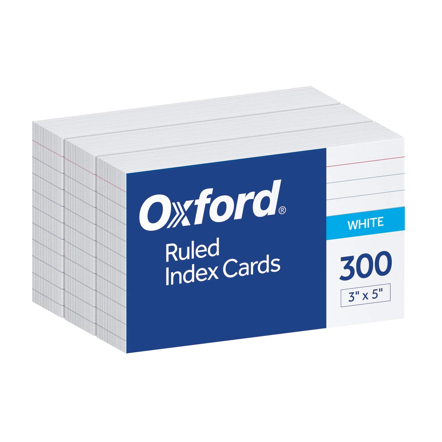 Oxford Ruled Index Cards, 3" x 5", White, Lined Index Flashcards, 300 per Pack (10022)