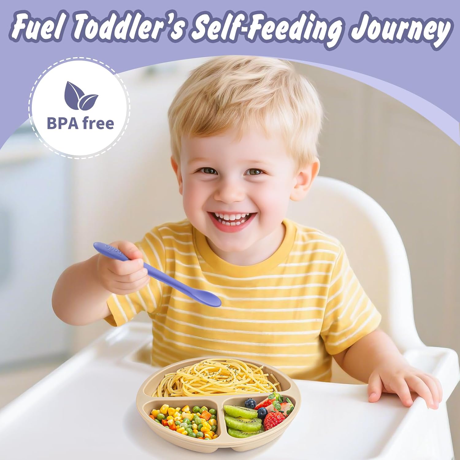 DRKIO 8 Pcs Silicone Baby Spoons Infant Utensils for First Stage Feeding