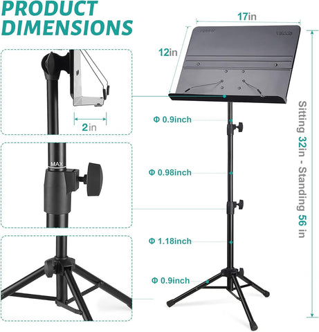 Vekkia Professional Portable Sheet Music Stand