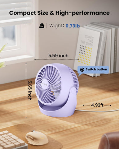 Gaiatop Desk Fan, 5-Inch Portable Electric Table Desktop Air Circulator Fan