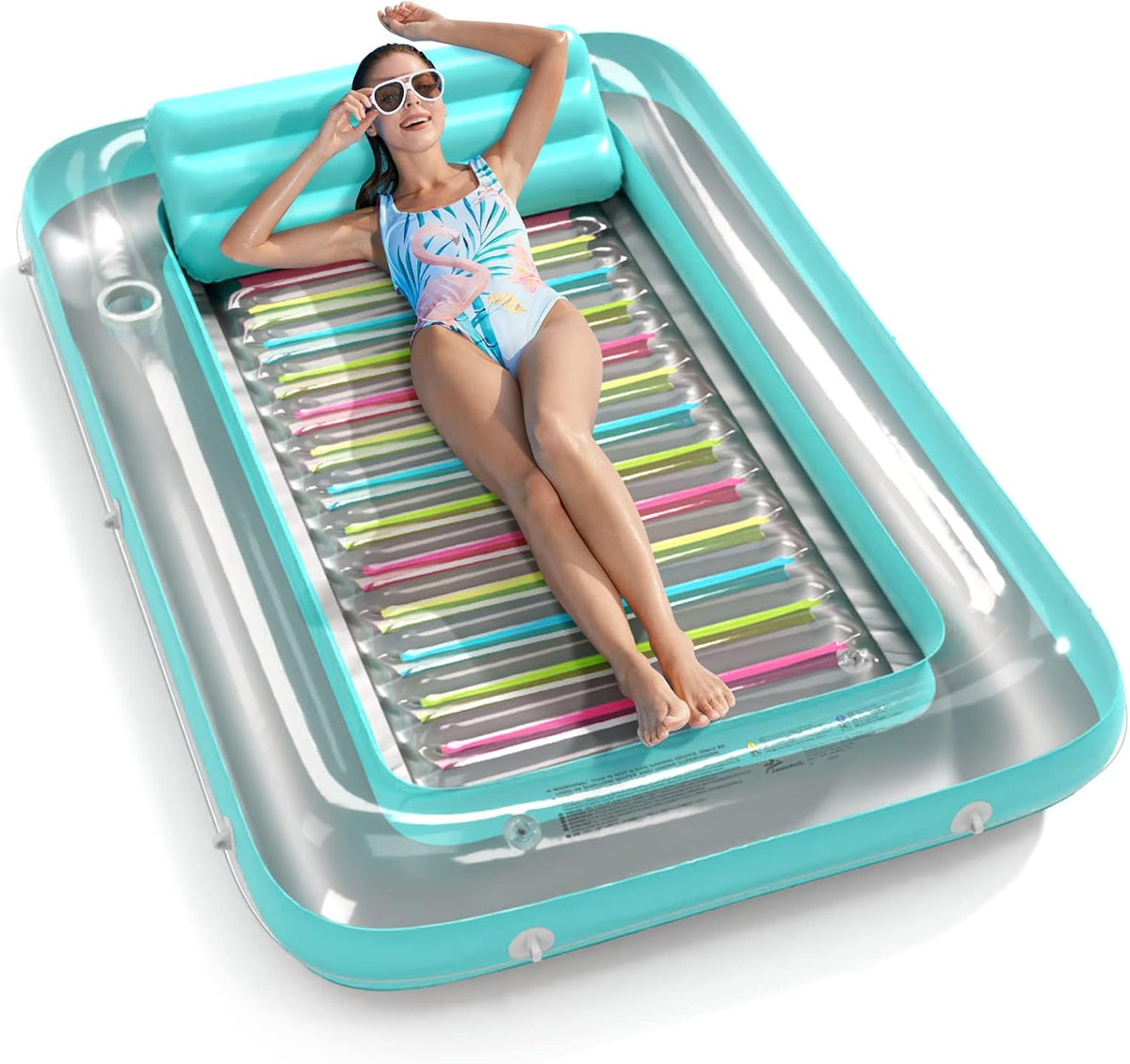 Inflatable Tanning Pool Lounger Float - Jasonwell 4 in 1 Sun Tan Tub Sunbathing Pool Lounge Raft Floatie Toys Water Filled Tanning Bed Mat Pad for Adult Blow Up Kiddie Pools Kids Ball Pit (MG,L)