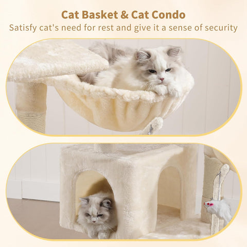 Heybly Cat Tree with Toy, 43.3 inch Cat Tower for Indoor Cats HCT004SM