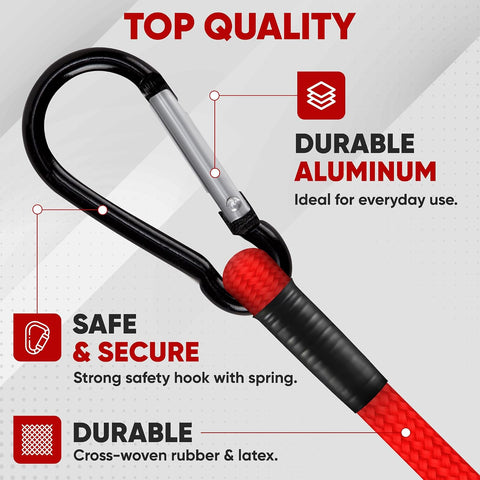 FORTEM Bungee Cords with Carabiner, 32pk 18" 24" 30" 36" 60" Tarp Ball Ties