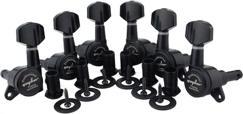 Guyker Guitar Locking Tuners (6 for Left) - 1:18 Lock String Tuning Key Pegs Machine Head Replacement for ST TL SG LP Style Electric, Folk or Acoustic Guitars - Gold+Black