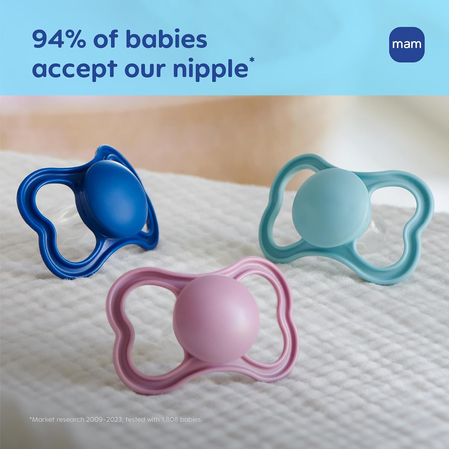 MAM Air Pacifier 6-16 Months, Extra Air Flow for Sensitive Skin, 4 Pack