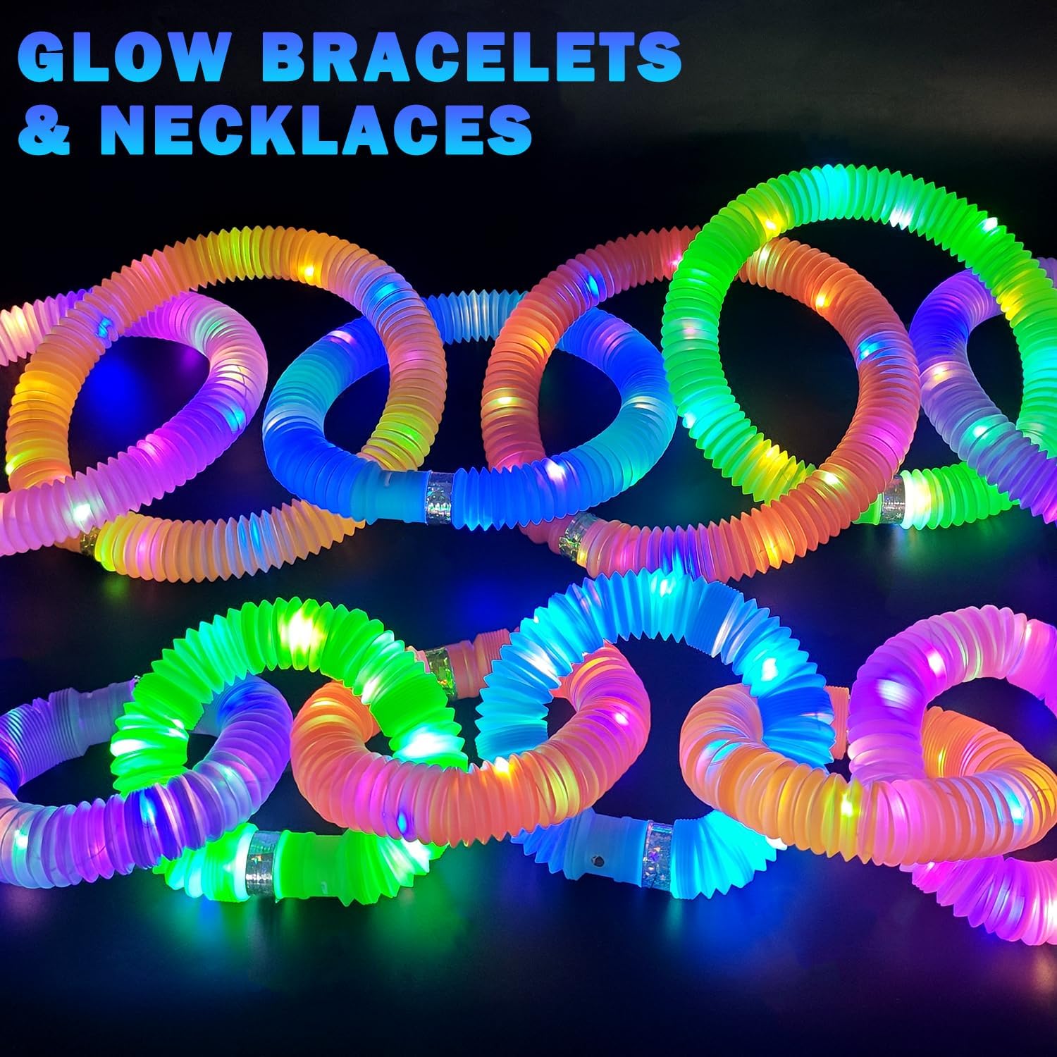 Glow Sticks Camping Essentials for Toddlers 6-96 PCS,Light Up Pop Tube Toys