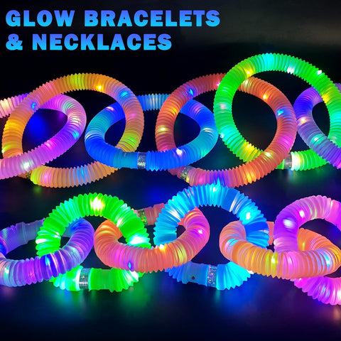 Glow Sticks Camping Essentials for Toddlers 6-96 PCS,Light Up Pop Tube Toys