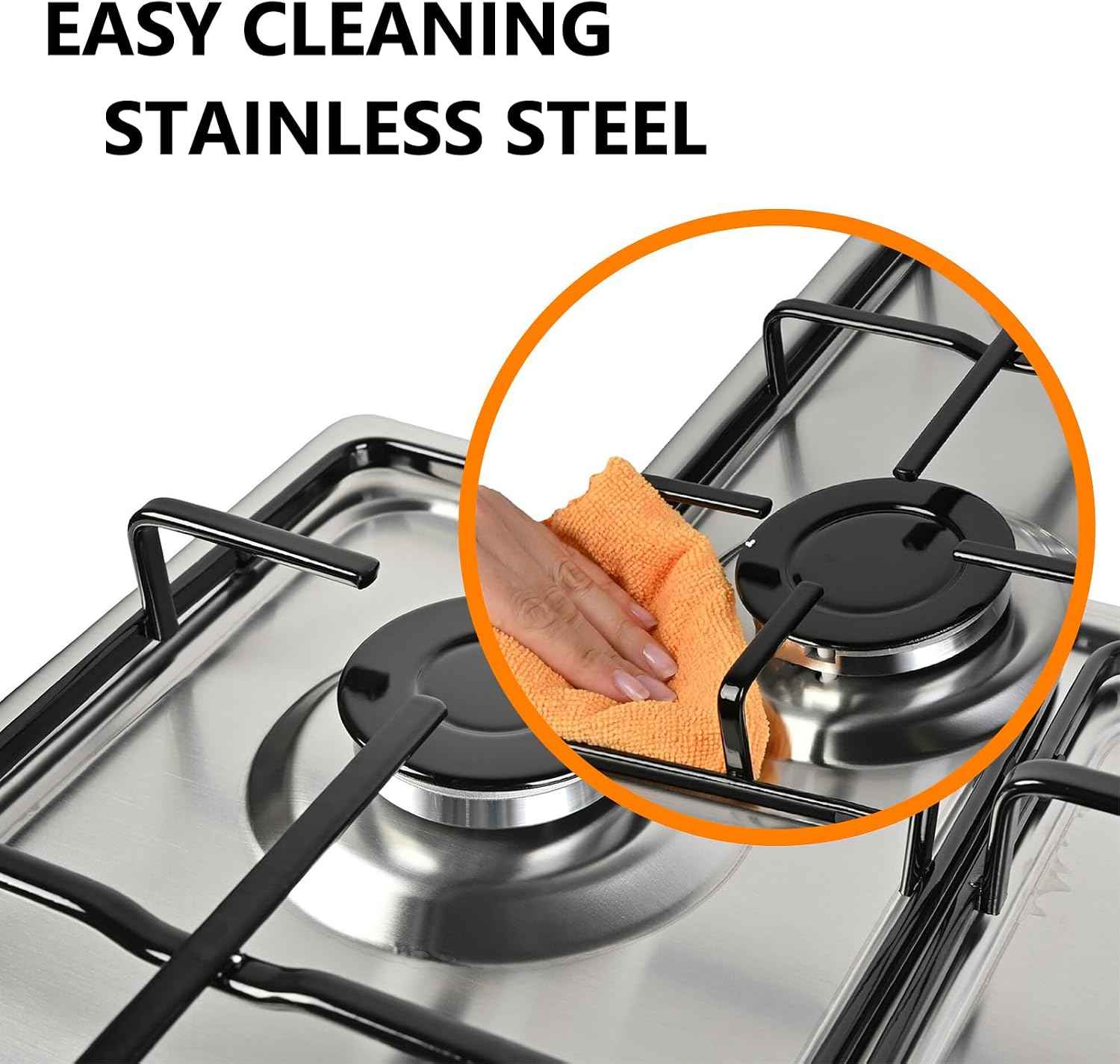Gas Stove 24 inch, Propane Gas Cooktop Gas Stove 4 Burners for RVs, Motor Homes, NG LPG Convertible Gas Hob