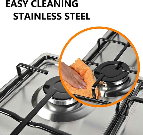 Gas Stove 24 inch, Propane Gas Cooktop Gas Stove 4 Burners for RVs, Motor Homes, NG LPG Convertible Gas Hob