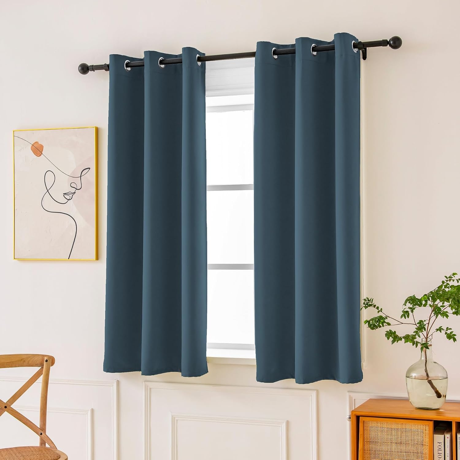 Pickluc Blackout Curtains 63 Inches Long 2 Panels, Black Out Drapes for Bedroom or Living Room, Back Tab and Rod Pocket Top, Set of Two, Sage Green, 52" Wide and 63" Length