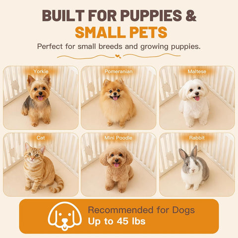 Dog Play Pen Indoors, 8-Panel Puppy Playpen with Door, 25.6" Tall Plastic Dog Fence for Dogs, Easy Assembly Pet Playpen for Puppies, Cats, Rabbits, Indoor Dog Pen,Corral para Perros