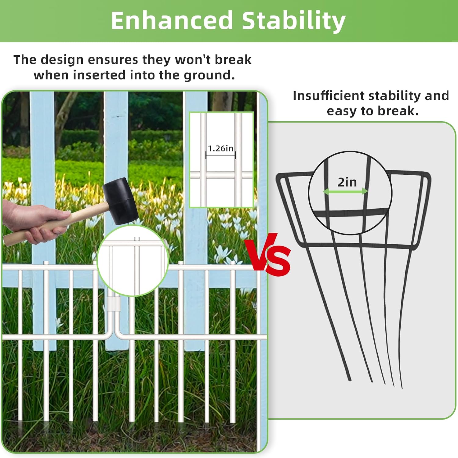 Animal Barrier Fence, 30 Pcs Upgrade 1.26 in Gap Decorative Fences No Dig Fence for Rabbits and Dog Ground Defense, Rustproof Metal Wire Garden Edging Border for Outdoor, Yard, White