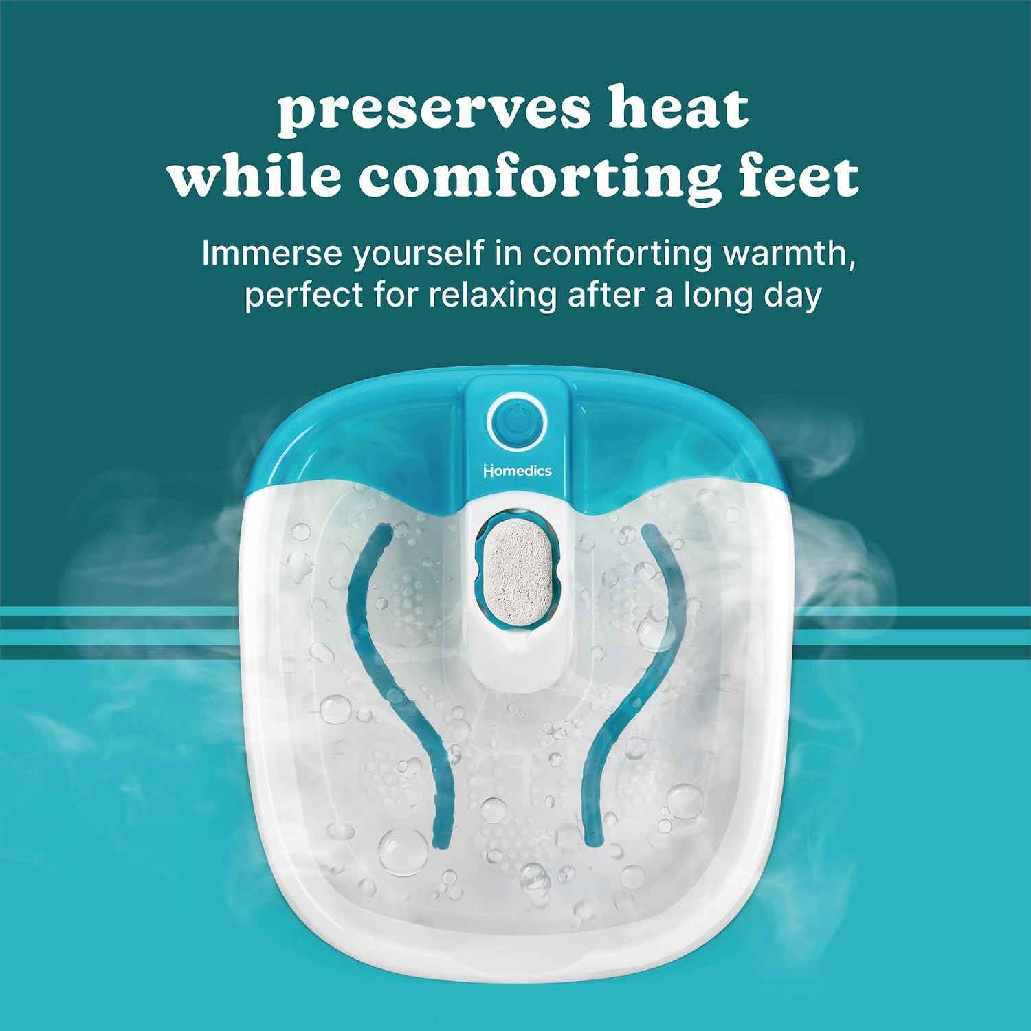 Homedics Bubble Mate Foot Spa, Toe Touch Controlled Foot Bath | with Invigorating Bubbles and Splash Proof, Raised Massage Nodes and Removable Pumice Stone