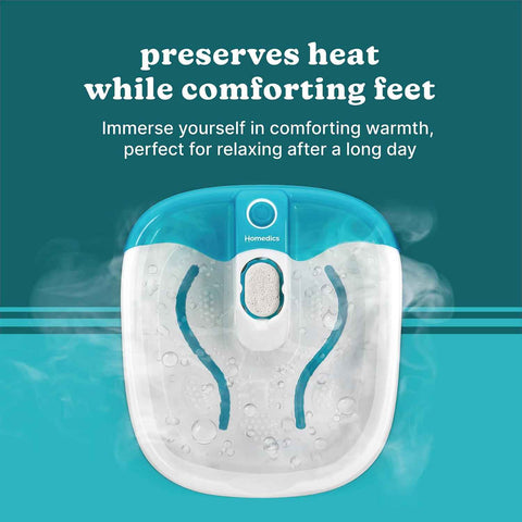 Homedics Bubble Mate Foot Spa, Toe Touch Controlled Foot Bath | with Invigorating Bubbles and Splash Proof, Raised Massage Nodes and Removable Pumice Stone