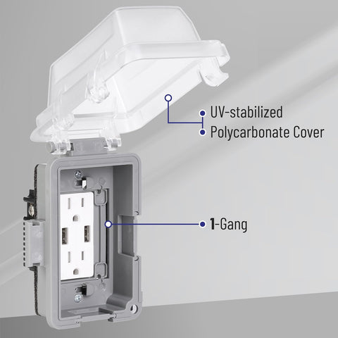 Bates- Weatherproof Electrical Outlet Cover, 1-Gang Outdoor Plug Cover