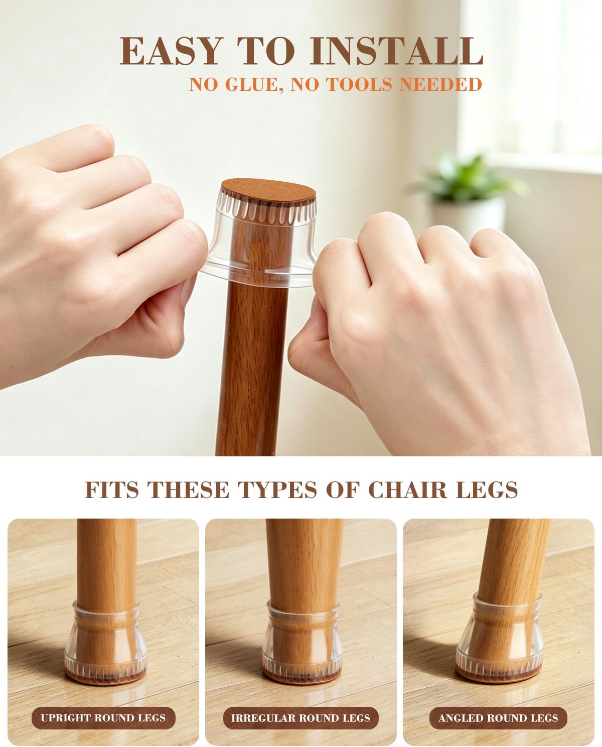 Chair Leg Floor Protectors, 40 Pack Silicone Furniture Pads for Hardwood Floors, Anti-Scratch Furniture Sliders Felt Pads, Noise-Reducing Chair Feet Covers, Table Legs Fit Sizes to(0.51" to 0.89")